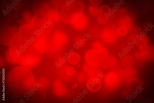 Abstract, design and red bokeh with circle and bubbles or decor and creativity with color. Wallpaper, effects and sparkle or shine with pattern, shape and creative graphic for glitter screensaver