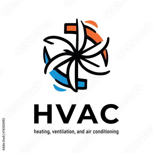 Vector logos for heating, cooling and air conditioning systems