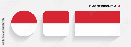 Indonesia Flags arranged in round, square and rectangular shapes