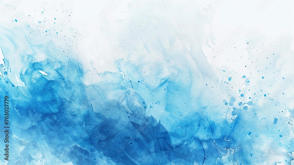 Abstract Watercolor Blue Background on a White Background. Tranquil and Ethereal Artistic Concept.