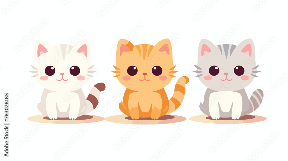 How cute minimal kitten cats flat vector
