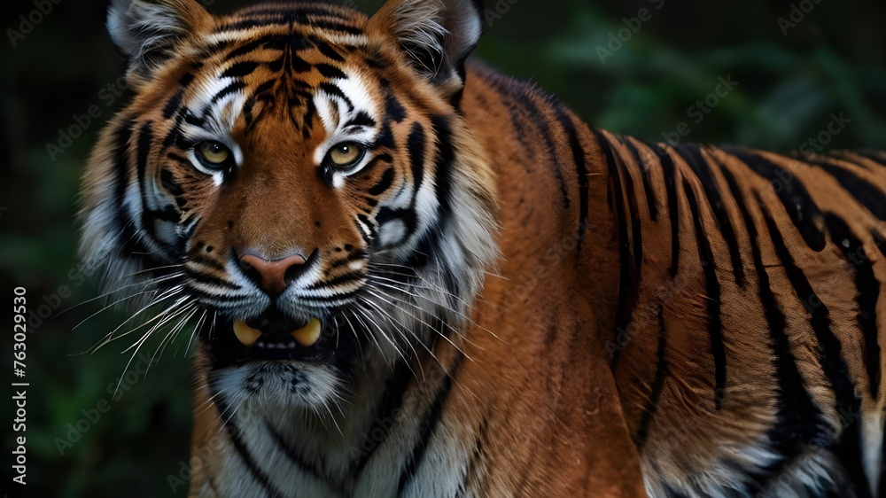 Fototapeta premium Tiger with a black background