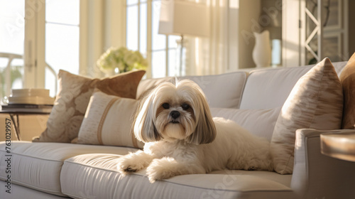 Domestic bliss with a Shih Tzu in a comfortable stylish