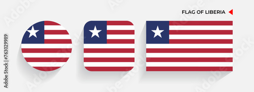 Liberia Flags arranged in round, square and rectangular shapes