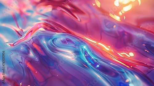 Metallic holographic abstract wavy liquid background