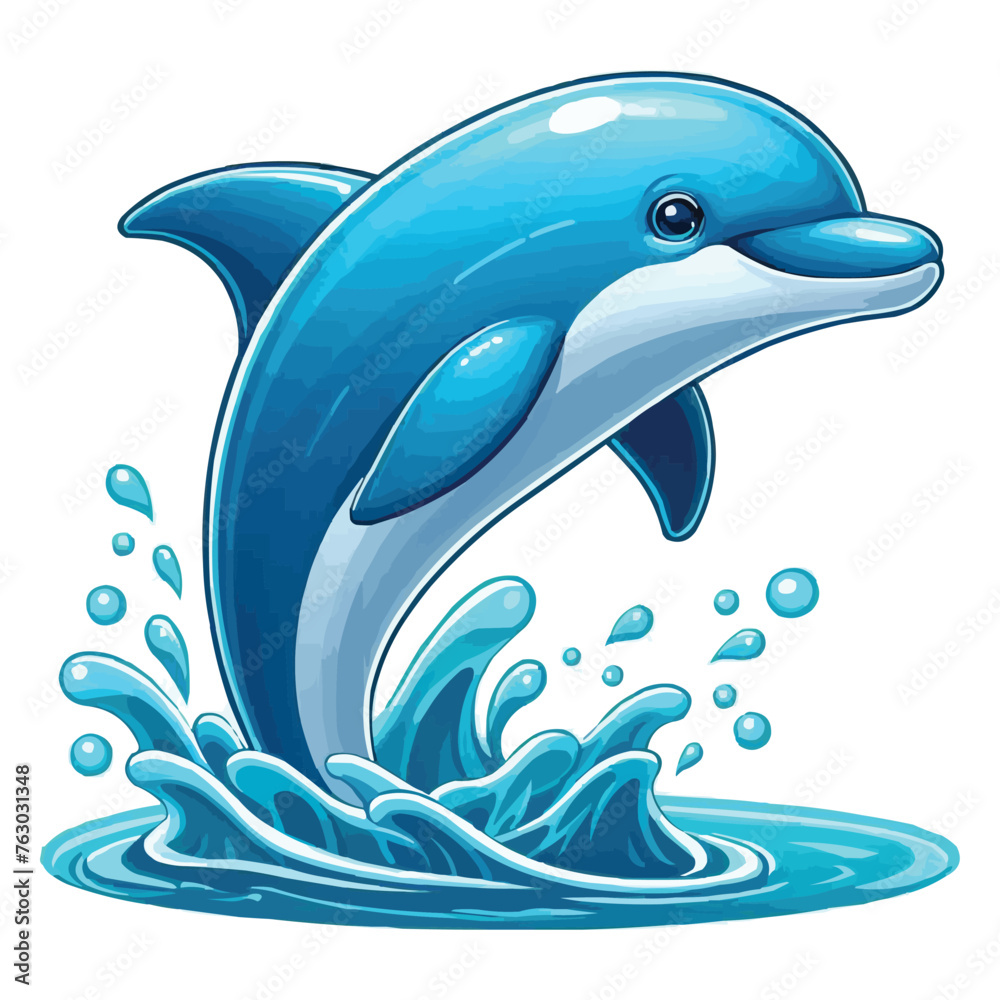 Obraz premium Dolphin Jumping Out of Water vector illustration