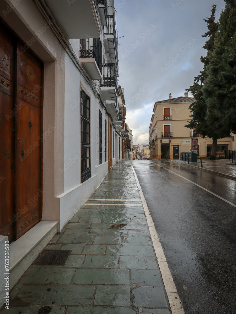 lonely street in the city of Ronda Spain