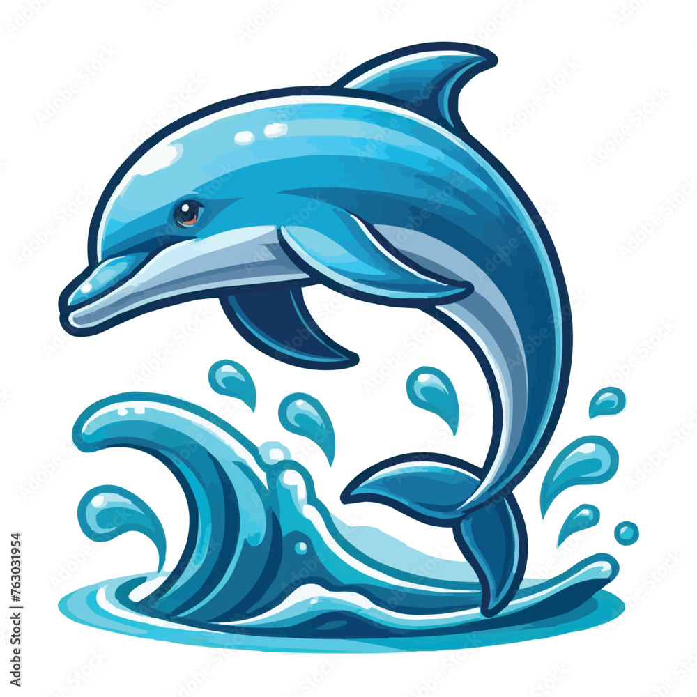 Obraz premium Dolphin Jumping Out of Water vector illustration