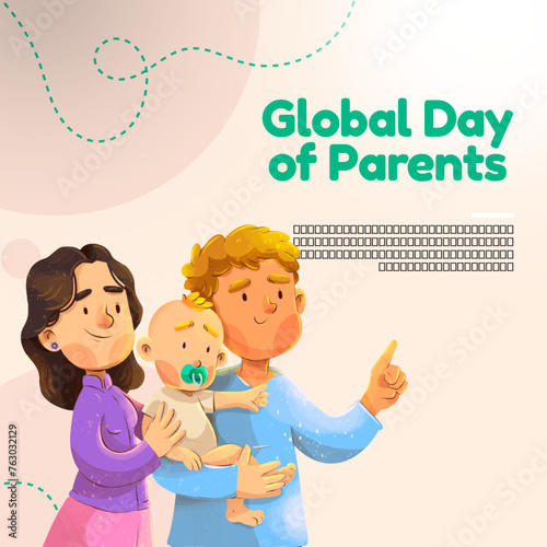 Illustration of parents wit...