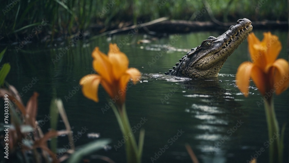 Fototapeta premium crocodile in the pond