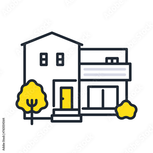 一戸建てのシンプルなベクターアイコンイラスト素材