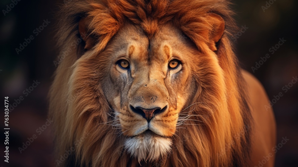 Detailed portrait of a magnificent lion