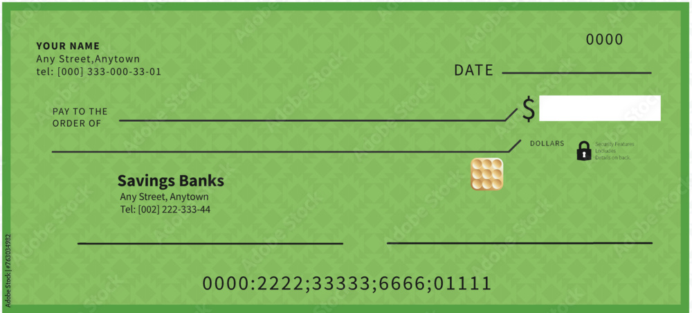 bank cheque template - obrazy, fototapety, plakaty 