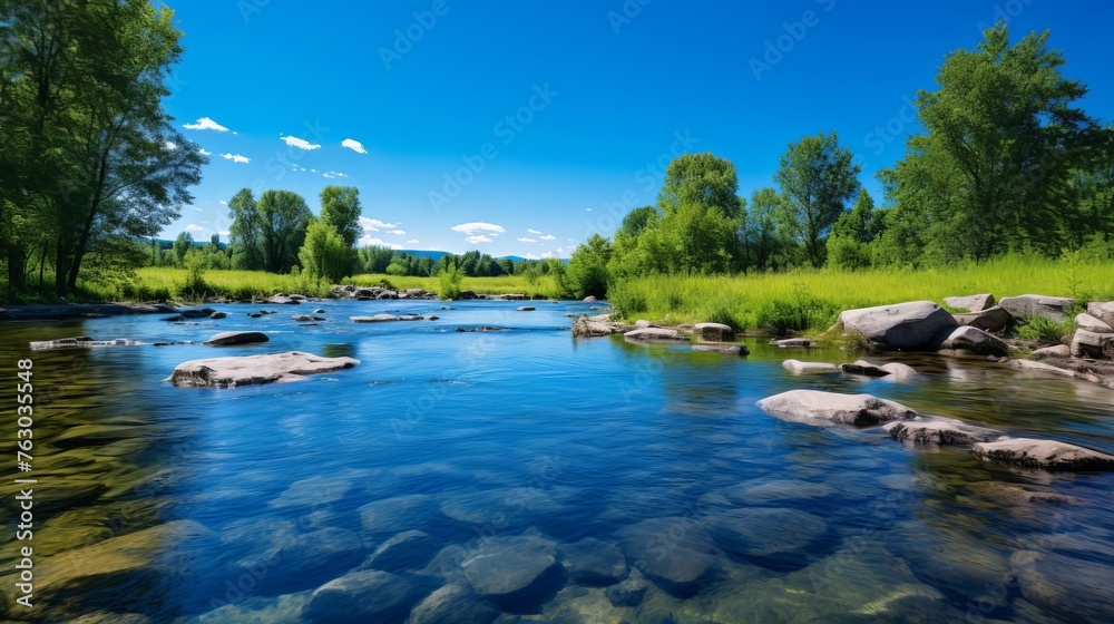 Peaceful river and sky in natural environment