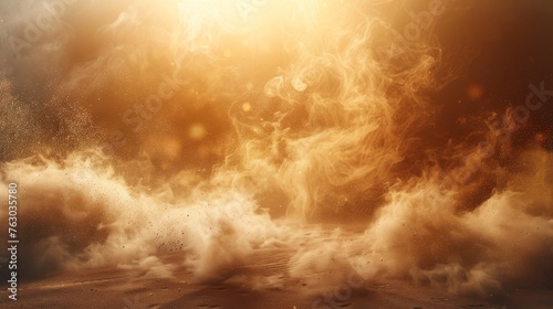 This realistic modern illustration shows dust clouds, sand storms, powder sprays on transparent background. Wind and dust cloud in a desert.