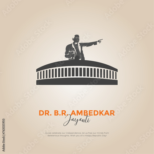 illustration of Dr Bhimrao Ramji Ambedkar with Constitution of India for Ambedkar Jayanti on 14 April. vector illustrtion