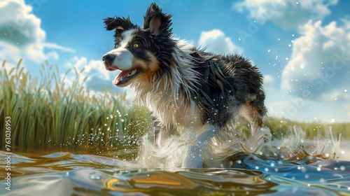 Border Collie Dog Summer Going, Banner Image For Website, Background, Desktop Wallpaper