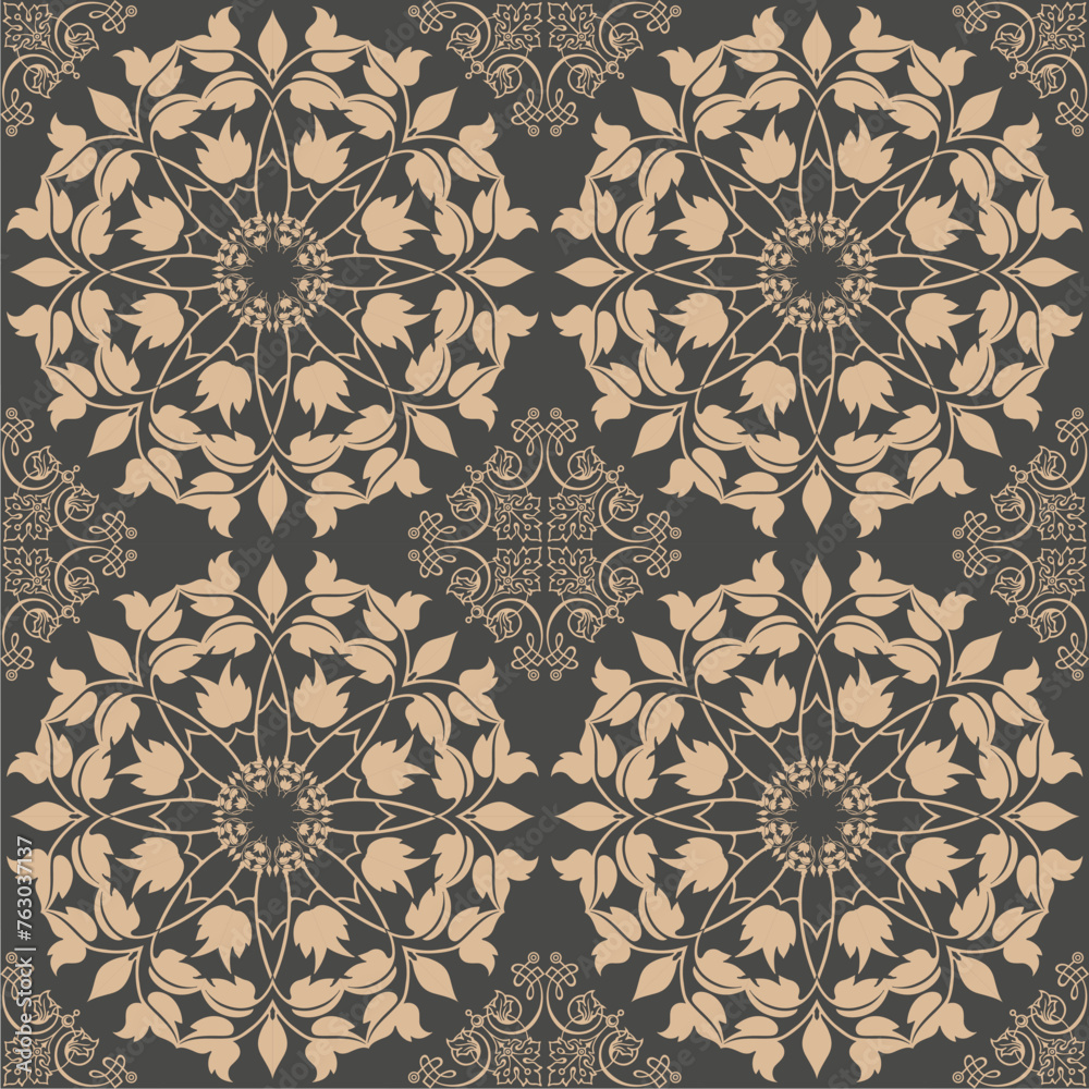 Damask seamless pattern element classical mandala Vector Image