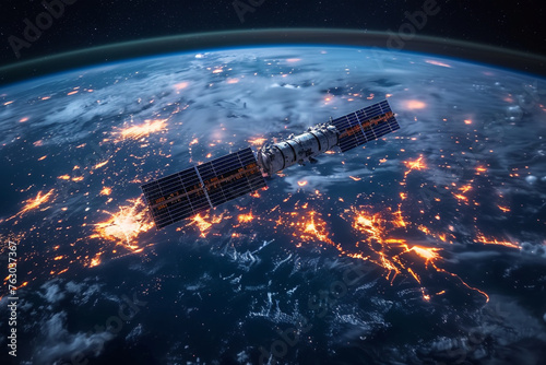 Space Station Glow  Digital Firelight Illuminates Cosmic Landscape