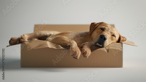 Caramel Dog Cardboard Box, Banner Image For Website, Background, Desktop Wallpaper