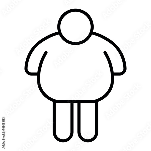 black vector fat man icon on white background photo