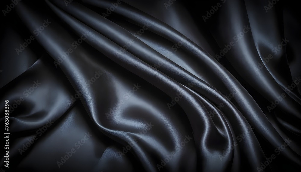 Black silk wavy drapery macro background Black silk wavy drapery macro background