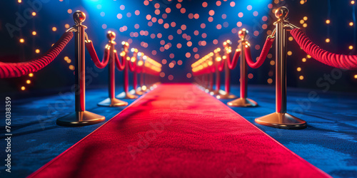 Red carpet and golden barrier. cinema festival photo