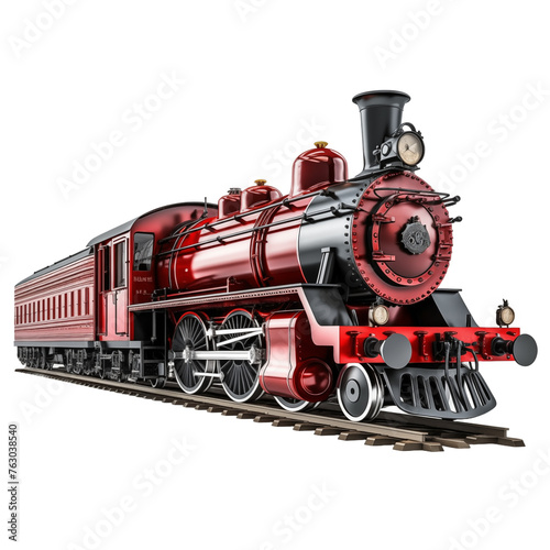 Old locomotive isolated on transparent and white background. Ideal for use in advertising. Generative ai 