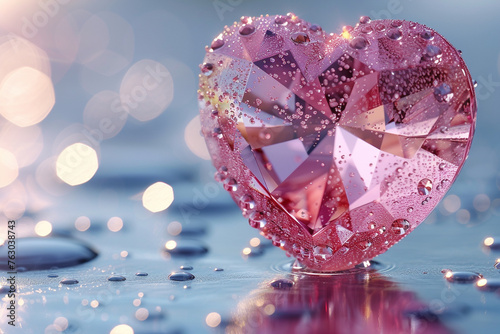 Floral Diamond Heart: A vibrant 3D representation bursting with romance, perfect for Valentine's Day or any romantic occasion