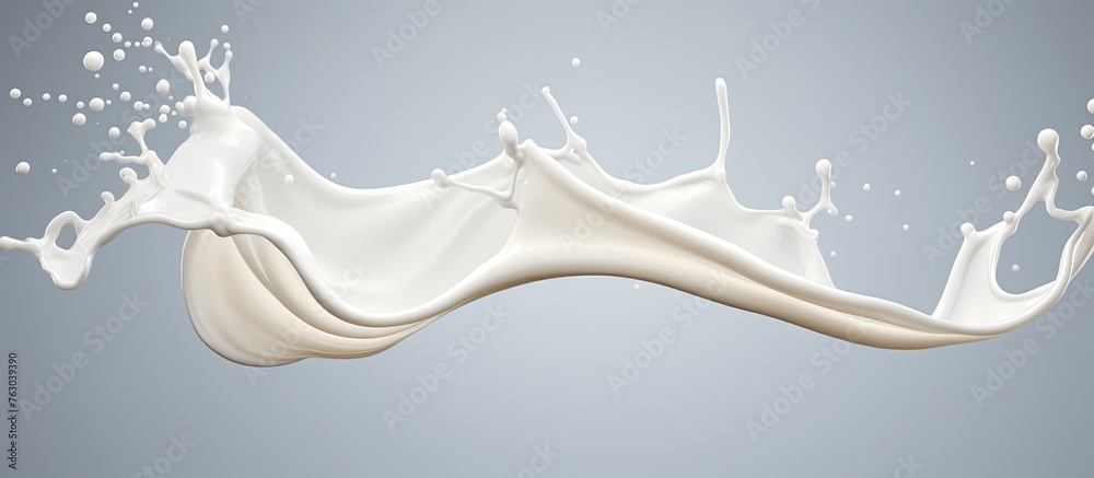 A splash of milk, like a jaw dropping gesture, on a gray background reminiscent of bone. This mix of opaque and transparent materials is a work of science art A splash of milk, like a jaw dropping gesture, on a gray background reminiscent of bone. This mix of opaque and transparent materials is a work of science art