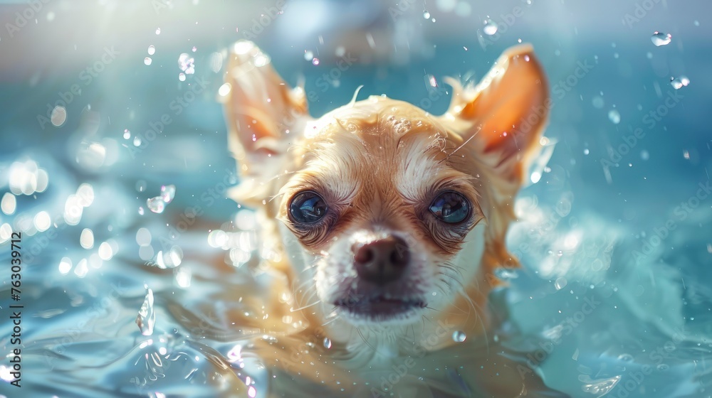 Cute Chihuahua Dog Take Bath Home, Banner Image For Website, Background, Desktop Wallpaper