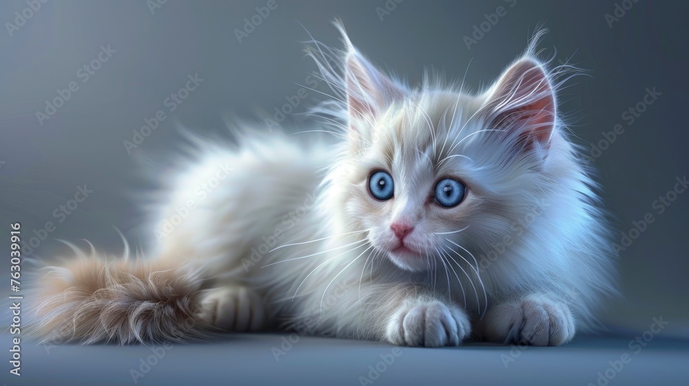 Cute Fluffy Ragdoll Kitten Witn Beautiful, Banner Image For Website, Background, Desktop Wallpaper