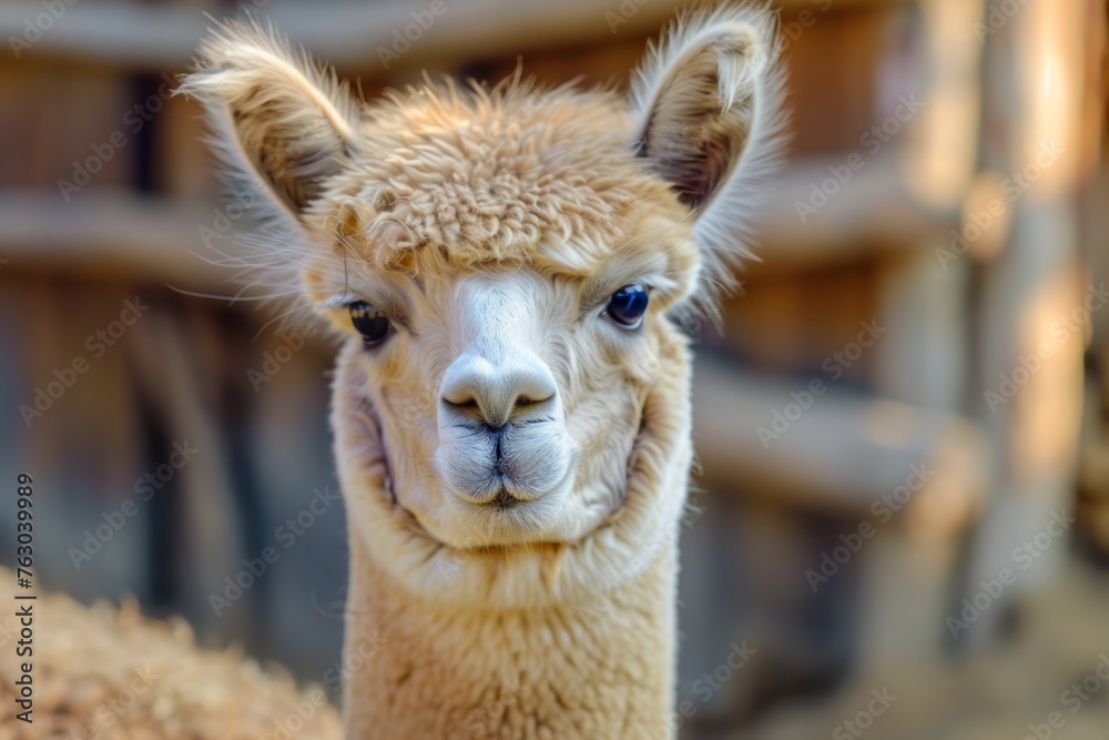 Close up portrait of an alpaca.