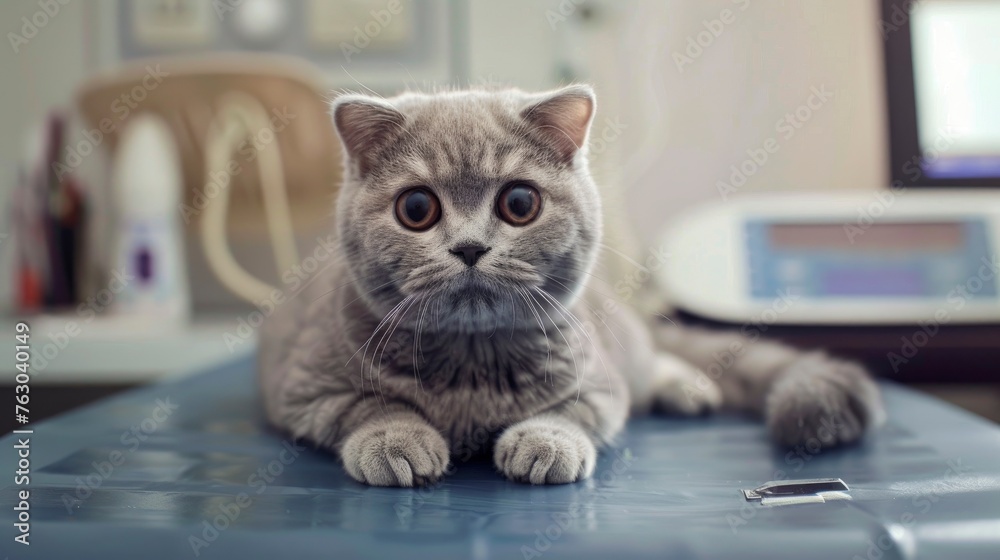 Cute Scottish Fold Cat Being Examined, Banner Image For Website, Background, Desktop Wallpaper