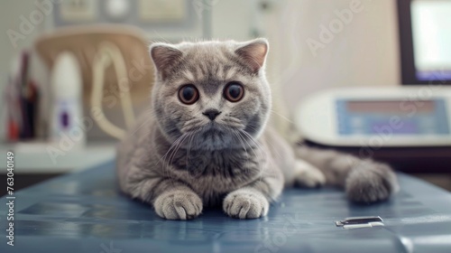 Cute Scottish Fold Cat Being Examined, Banner Image For Website, Background, Desktop Wallpaper