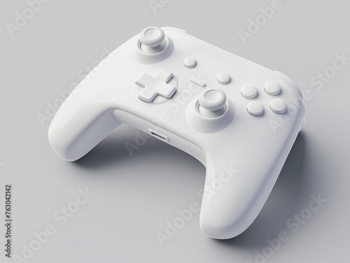Sleek white gamepad isolated on a light gray background, symbolizing modern gaming and technology.