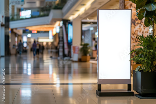 roll up mockup poster stand in an shopping center