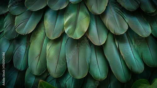 Vintage feather texture background in dark green viridian photo