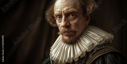 Portrait of William Shakespeare famous English playwright and poet. photo