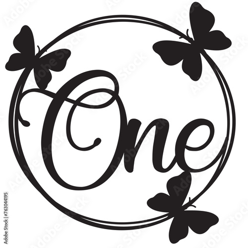 One birthday circle frame butterfly cake decoration topper first laser cut vector party special 