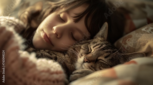 Girl Bed Cat Dog, Banner Image For Website, Background, Desktop Wallpaper