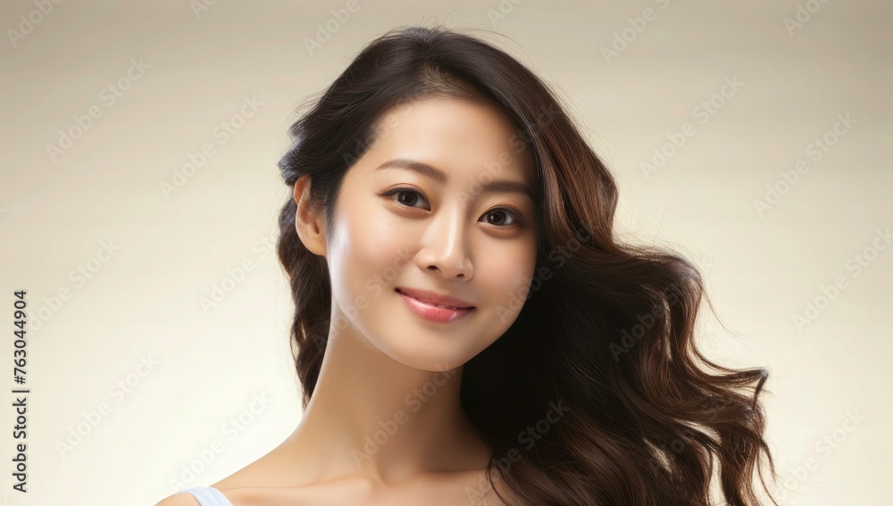 Beauty young cute Asian women with soft glow skin, face care, facial treatment, beauty and spa, body care, cute Asian girl portrait. Beauty young cute Asian women with soft glow skin, face care, facial treatment, beauty and spa, body care, cute Asian girl portrait.