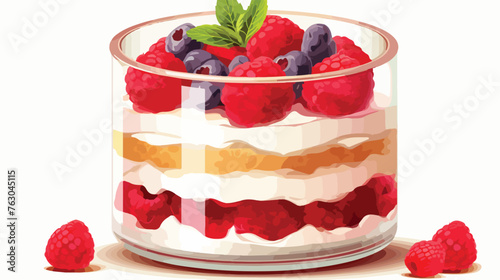 Raspberry layered dessert cheesecake in glass jar