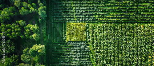 arial view of industrial agriculture,  agricultural landscape