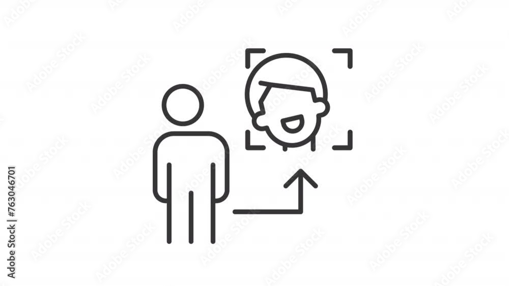 Virtual avatar line animation. Person and user representation animated icon. User profile for social media. Black illustration on white background. HD video with alpha channel. Motion graphic
