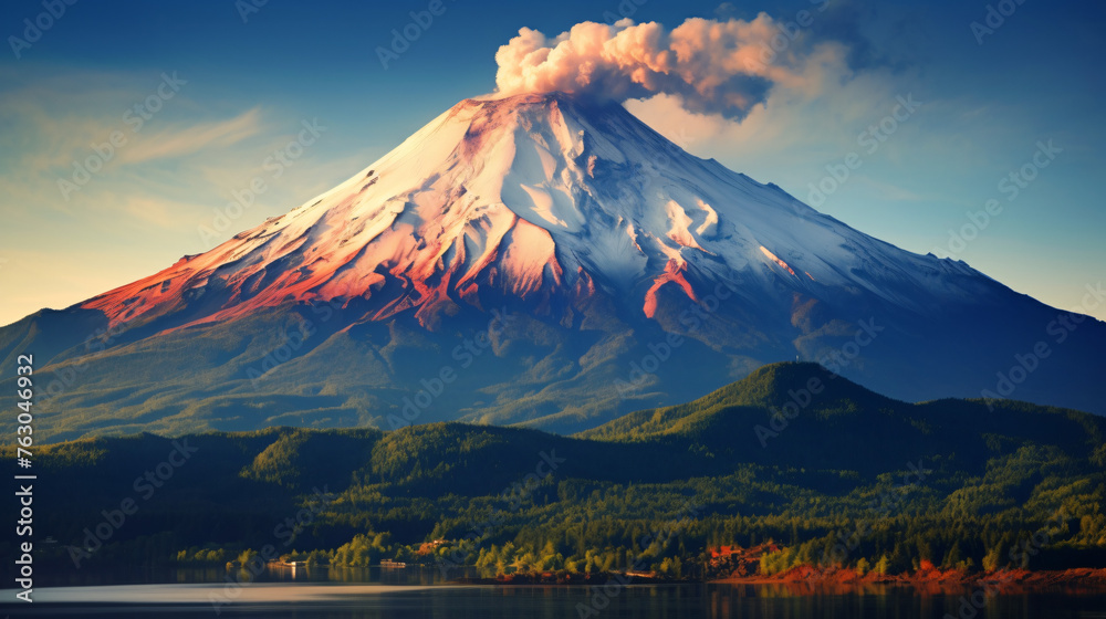A beautiful view of the Villarica volcano in Pucn