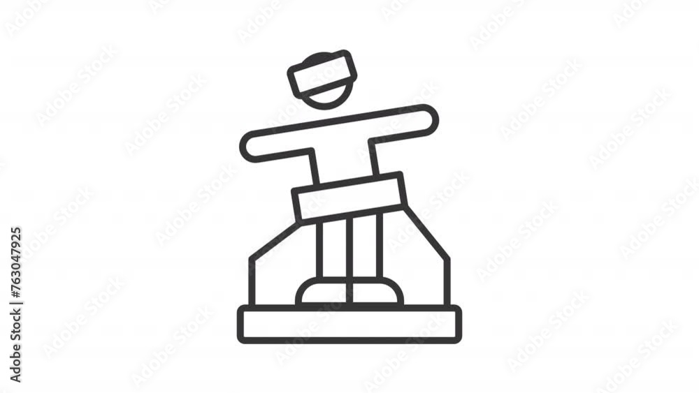 VR treadmill line animation. Person on walking platform with headset animated icon. Immersive experience. Black illustration on white background. HD video with alpha channel. Motion graphic VR treadmill line animation. Person on walking platform with headset animated icon. Immersive experience. Black illustration on white background. HD video with alpha channel. Motion graphic
