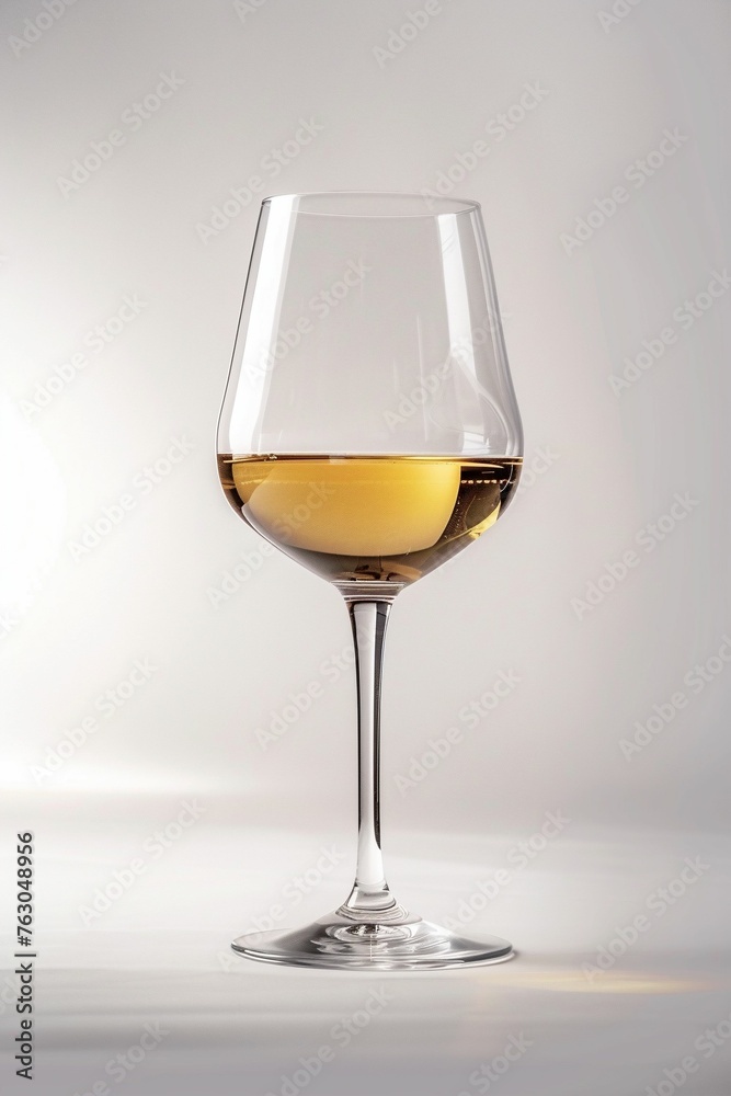 Vin blanc dans un verre sur un fond blanc de studio, illustration boisson ia générative Vin blanc dans un verre sur un fond blanc de studio, illustration boisson ia générative