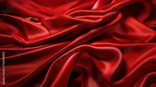 Realistic satin silk in red color