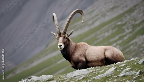 An Ibex With Its Fur Patterned Like The Mountain P Upscaled